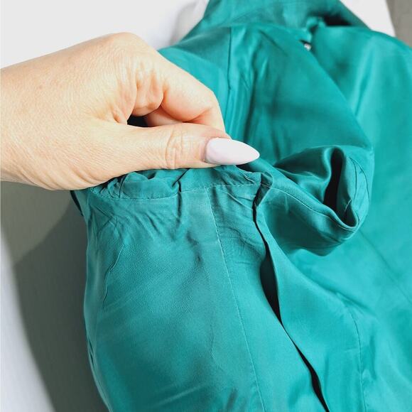 Vintage Albert Nipon Skirt Suit Wool Silk 8 Emerald Green Jackie O Classic 60s - Picture 11 of 16